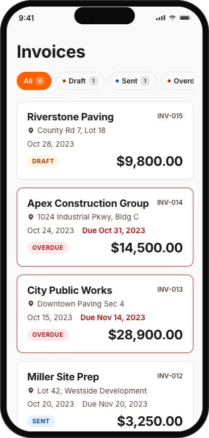 TapInvoice invoices list